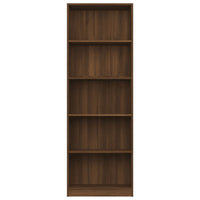 Libreria 5 Ripiani Rovere Marrone 60x24x175cm Legno Multistrato cod mxl 25057