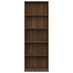 Libreria 5 Ripiani Rovere Marrone 60x24x175cm Legno Multistrato cod mxl 25057