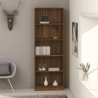 Libreria 5 Ripiani Rovere Marrone 60x24x175cm Legno Multistrato cod mxl 25057