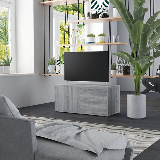 Mobile Porta TV Grigio Sonoma 80x34x36 cm in Legno Multistrato