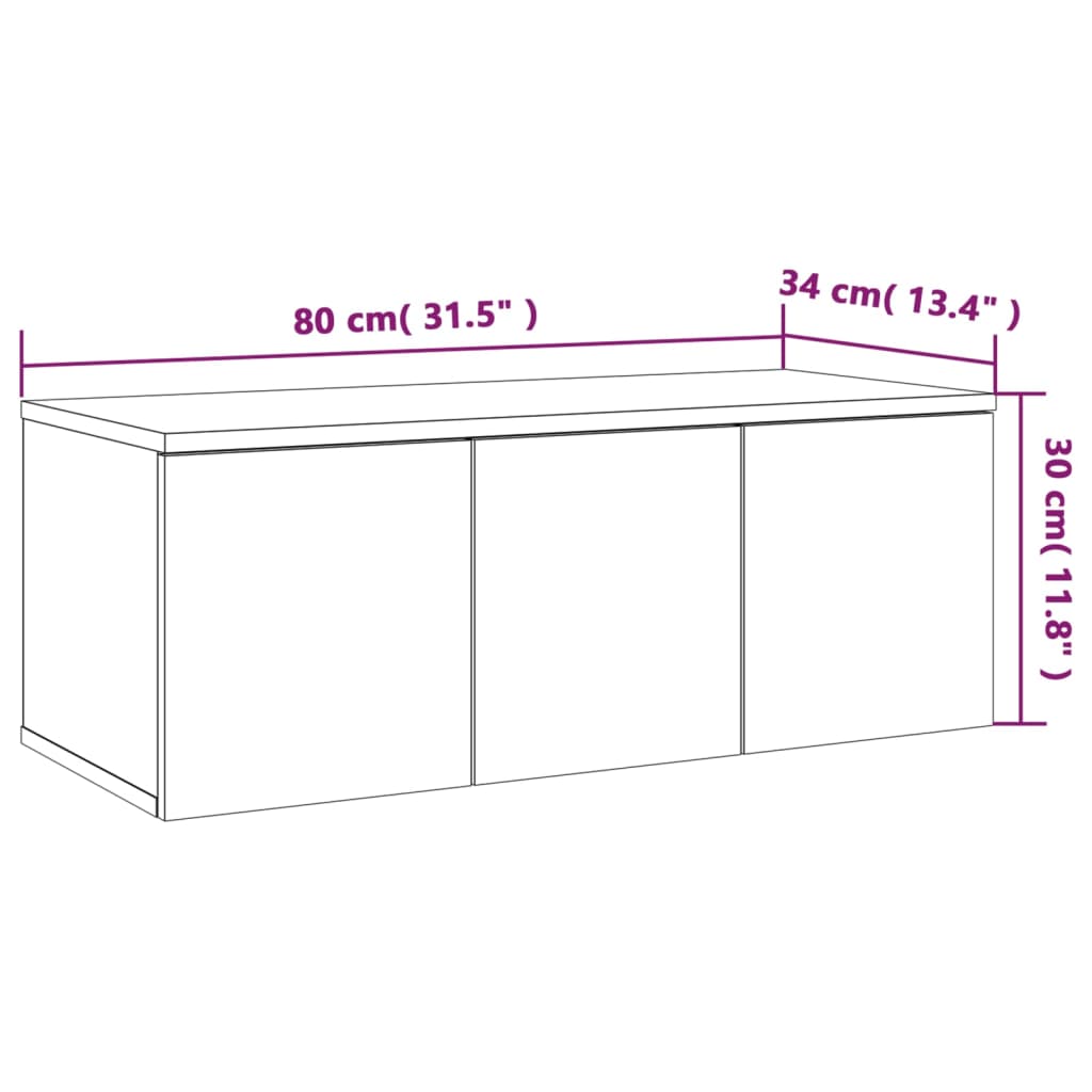 Mobile Porta TV Grigio Sonoma 80x34x30 cm in Legno Multistrato 815499