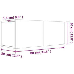 Mobile TV Rovere Fumo 80x30x30 cm in Legno Multistrato cod mxl 12191