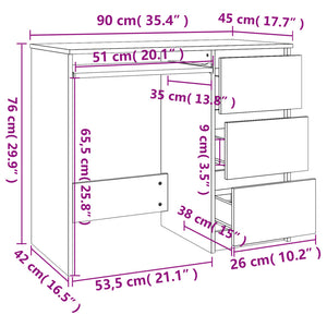 Scrivania Grigio Sonoma 90x45x76 cm in Legno Multistrato 815508