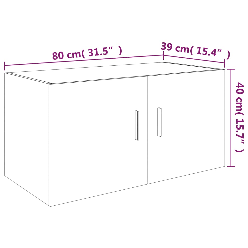 Armadietto da Parete Grigio Sonoma 80x39x40cm Legno Multistrato 815514