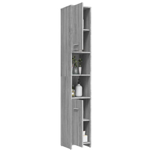 Armadietto Bagno Grigio Sonoma 30x30x183,5 cm Legno Multistrato 815520