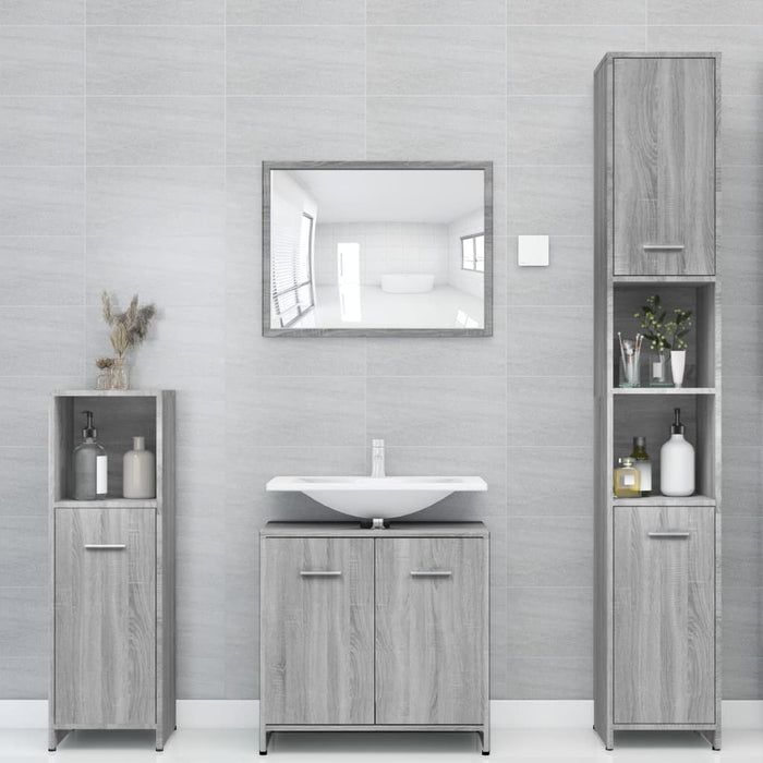 Armadietto Bagno Grigio Sonoma 30x30x183,5 cm Legno Multistrato 815520