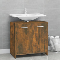 Armadietto Bagno Rovere Fumo 60x33x60 cm in Legno Multistrato 815525