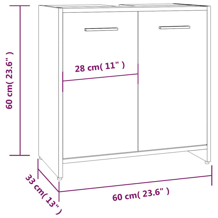 Armadietto Bagno Grigio Sonoma 60x33x60 cm in Legno Multistrato 815526