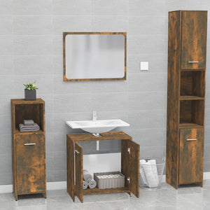 Set di Mobili da Bagno Rovere Fumo in Legno Multistrato 815528