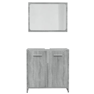 Set di Mobili da Bagno Grigio Sonoma in Legno Multistrato cod mxl 11893