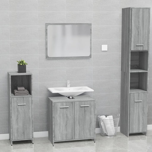 Set di Mobili da Bagno Grigio Sonoma in Legno Multistrato cod mxl 11893