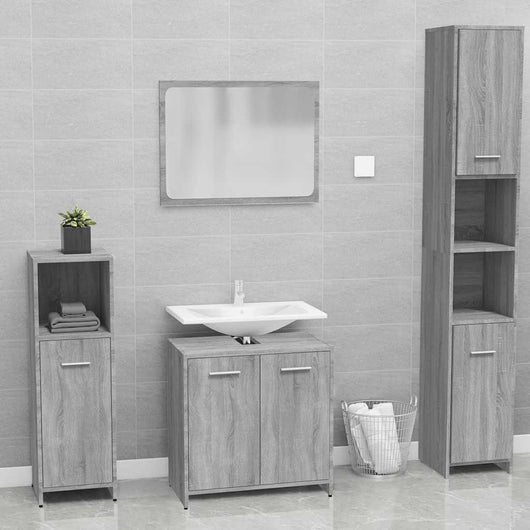 Set di Mobili da Bagno Grigio Sonoma in Legno Multistrato 815529