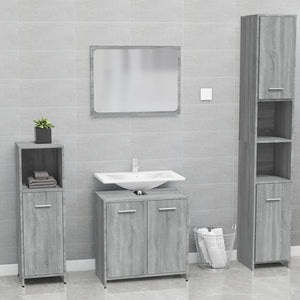 Set di Mobili da Bagno Grigio Sonoma in Legno Multistrato 815529