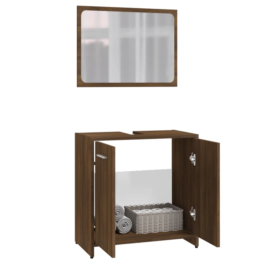 Set Mobili da Bagno Rovere Marrone in Legno Multistrato cod mxl 18663