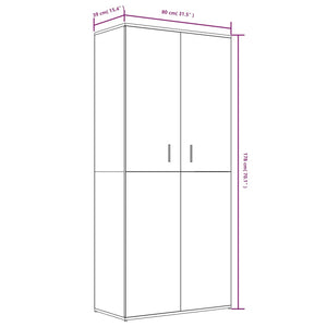 Scarpiera Rovere Fumo 80x39x178 cm in Legno Multistrato 815531