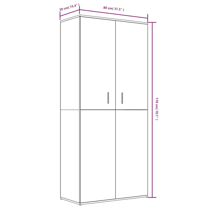 Scarpiera Rovere Fumo 80x39x178 cm in Legno Multistrato 815531