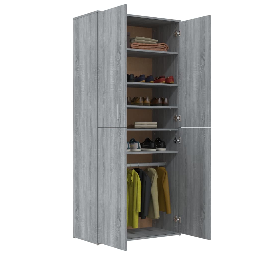 Scarpiera Grigio Sonoma 80x39x178 cm in Legno Multistrato 815532