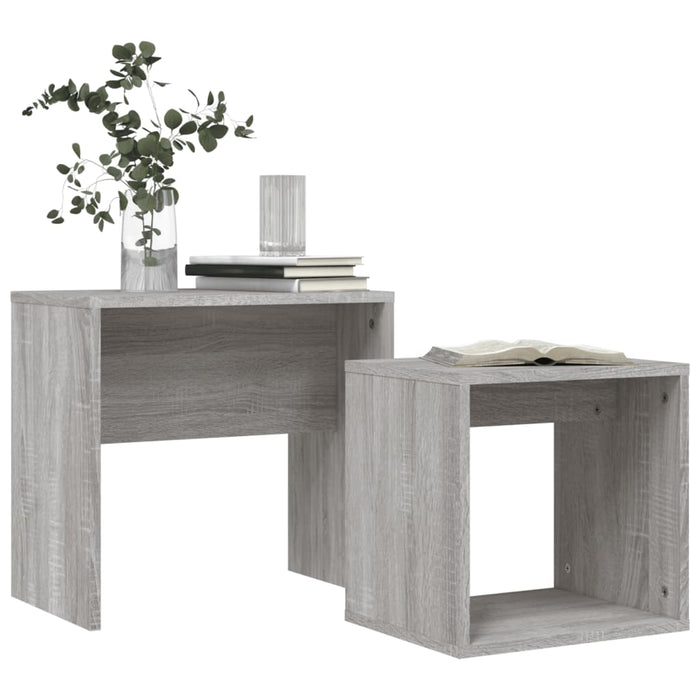 Tavolini Salotto Impilabili 2pz Grigio Sonoma Legno Multistratocod mxl 80373