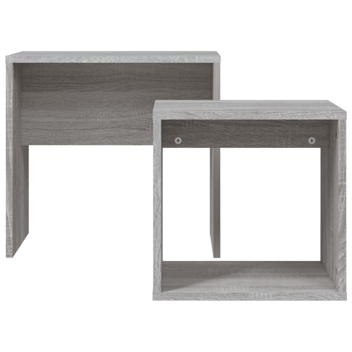 Tavolini Salotto Impilabili 2pz Grigio Sonoma Legno Multistrato 815541