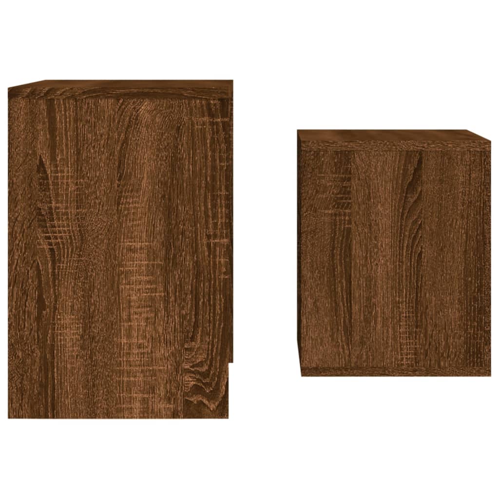 Tavolini Impilabili 2 pz Rovere Marrone in Legno Multistrato 815542