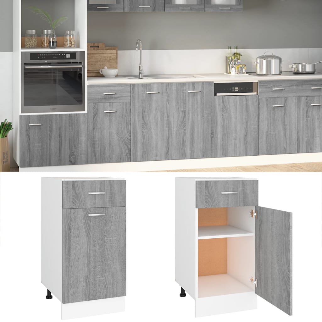 Mobile con Cassetto Grigio Sonoma 40x46x81,5 Legno Multistrato cod mxl 74922