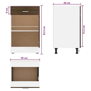 Mobile con Cassetto Rovere Marrone 50x46x81,5 Legno Multistrato 815575