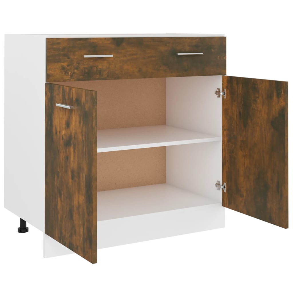 Mobile con Cassetto Rovere Fumo 80x46x81,5 cm Legno Multistrato 815579