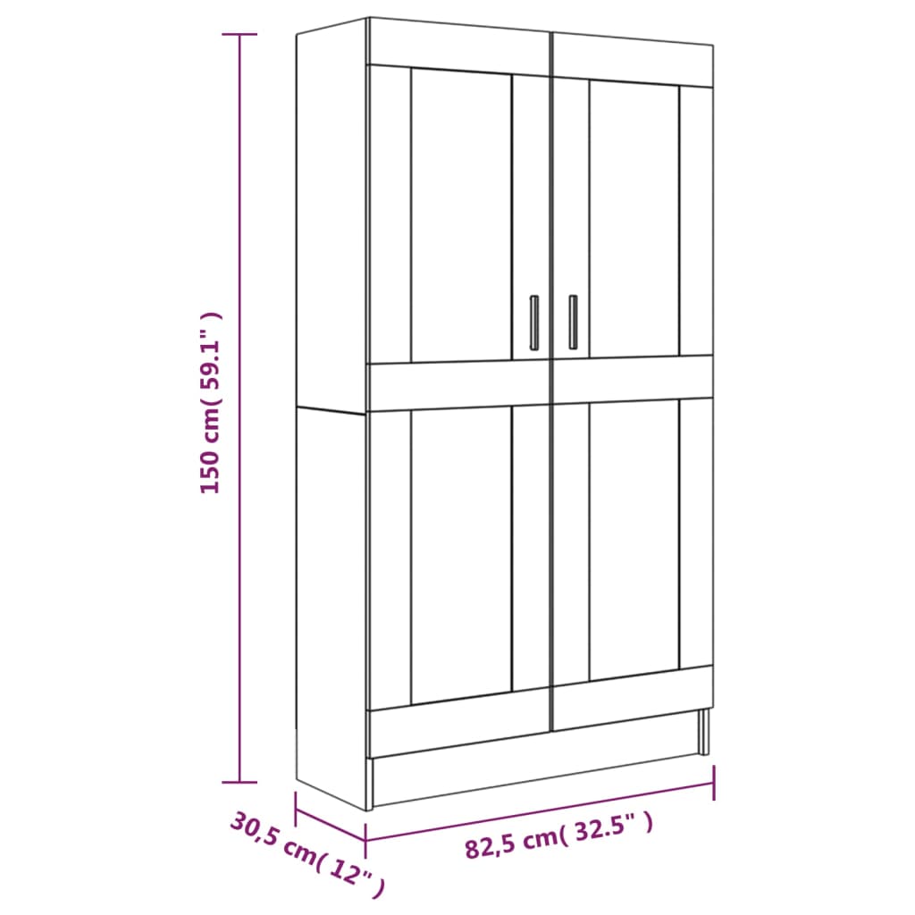 Libreria Rovere Fumo 82,5x30,5x150 cm in Legno Multistrato 815612