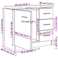 Mobile Lavabo Rovere Marrone 63x30x54 cm in Legno Multistrato 815632