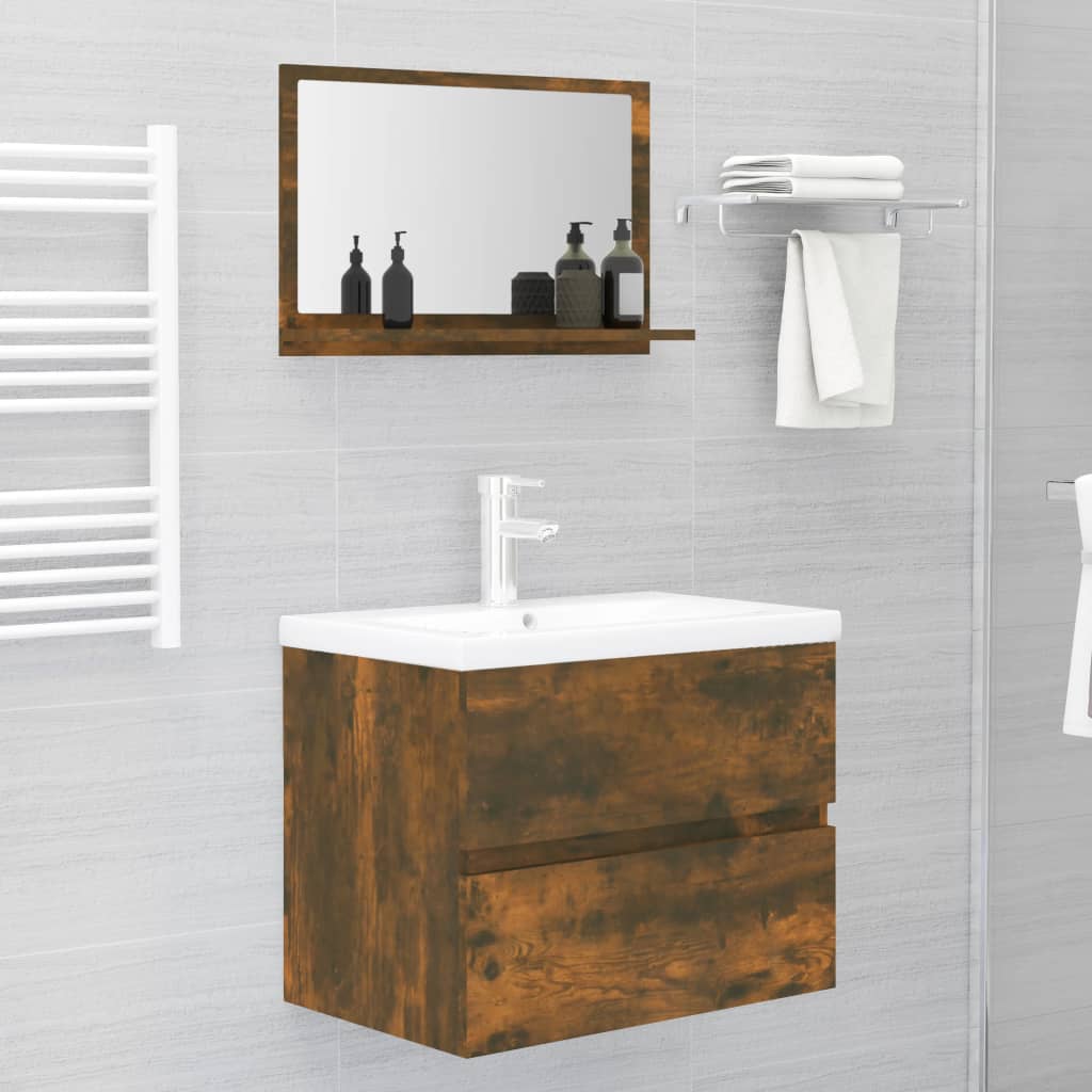 Specchio da Bagno Rovere Fumo 60x10,5x37cm in Legno Multistrato 815636