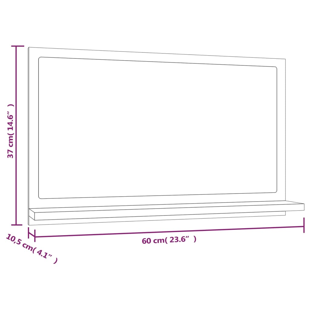 Specchio da Bagno Rovere Fumo 60x10,5x37cm in Legno Multistrato 815636