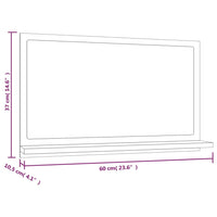 Specchio da Bagno Rovere Fumo 60x10,5x37cm in Legno Multistrato 815636