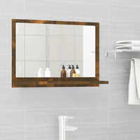 Specchio da Bagno Rovere Fumo 60x10,5x37cm in Legno Multistrato 815636