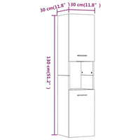 Armadietto Bagno Rovere Fumo 30x30x130 cm in Legno Multistrato