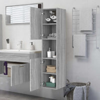 Armadietto Bagno Grigio Sonoma 30x30x130cm in Legno Multistrato cod mxl 23628