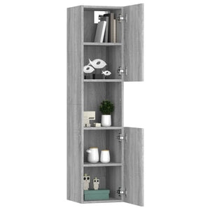 Armadietto Bagno Grigio Sonoma 30x30x130cm in Legno Multistrato cod mxl 23628