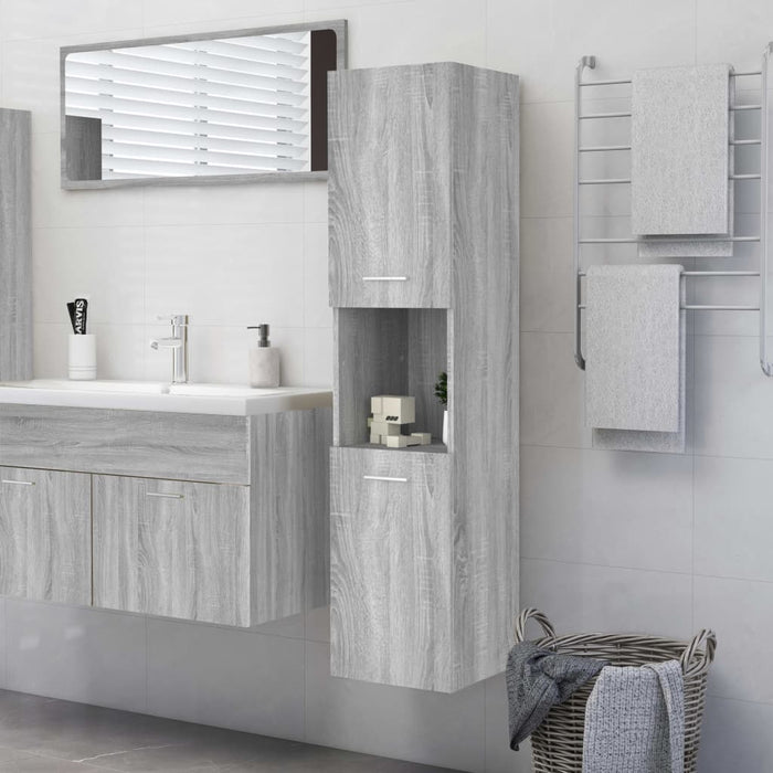 Armadietto Bagno Grigio Sonoma 30x30x130cm in Legno Multistrato cod mxl 23628