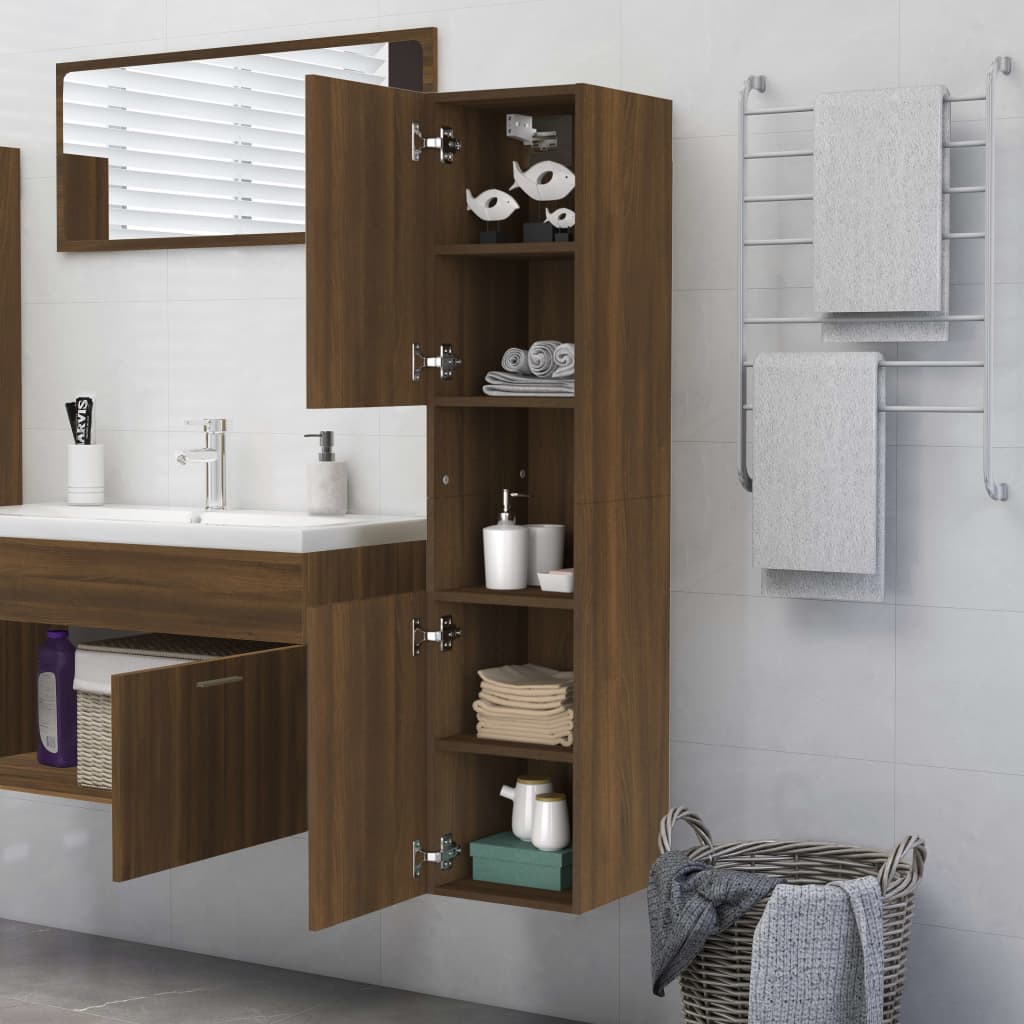 Armadietto Bagno Rovere Marrone 30x30x130 cm Legno Multistrato cod mxl 6244