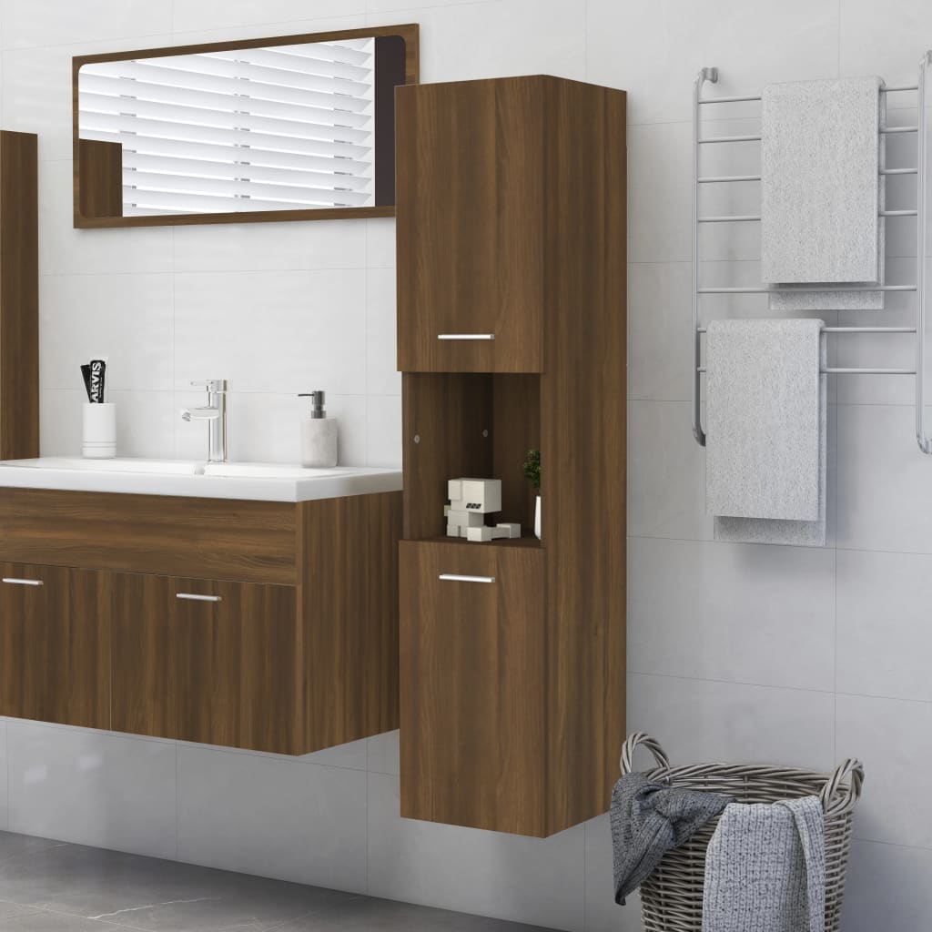 Armadietto Bagno Rovere Marrone 30x30x130 cm Legno Multistrato cod mxl 6244