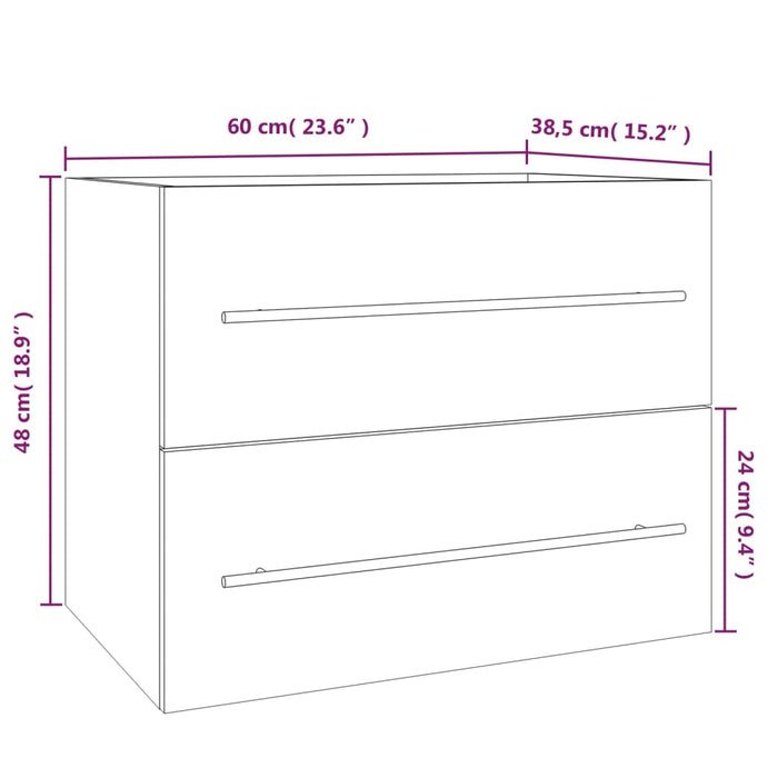 Mobile Lavabo Rovere Fumo 60x38,5x48 cm in Legno Multistrato cod mxl 23828