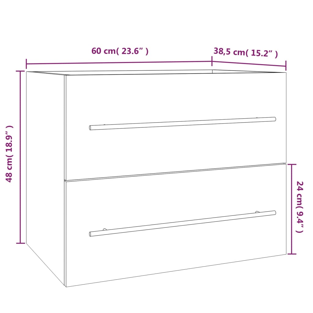 Mobile Lavabo Grigio Sonoma 60x38,5x48 cm in Legno Multistrato cod mxl 18012