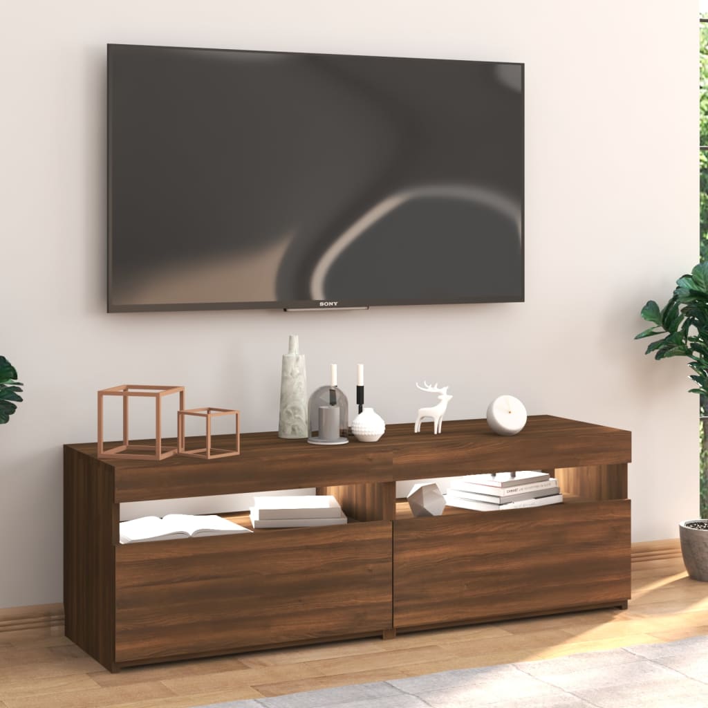 Mobile Porta TV con Luci LED Rovere Marrone 120x35x40 cm cod mxl 9959