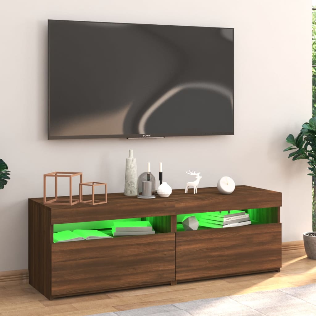 Mobile Porta TV con Luci LED Rovere Marrone 120x35x40 cm cod mxl 9959