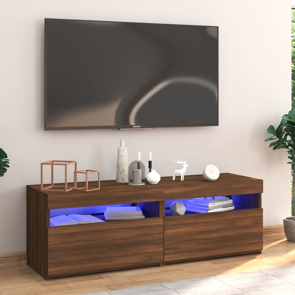 Mobile Porta TV con Luci LED Rovere Marrone 120x35x40 cm 815674