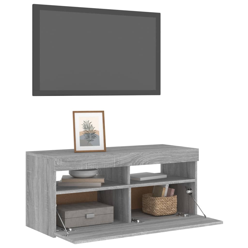 Mobile Porta TV con Luci LED Grigio Sonoma 90x35x40 cm cod mxl 9640