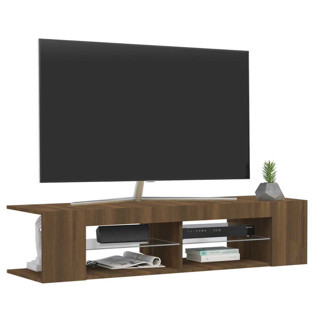 Mobile Porta TV con Luci LED Rovere Marrone 135x39x30 cm 815695