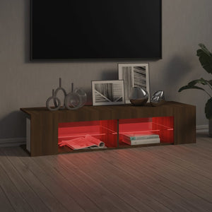 Mobile Porta TV con Luci LED Rovere Marrone 135x39x30 cm 815695