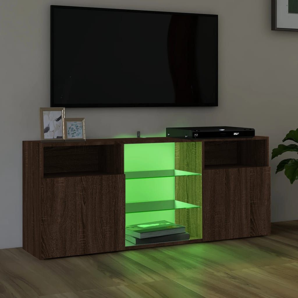 Mobile Porta TV con Luci LED Rovere Marrone 120x30x50 cm cod mxl 12679