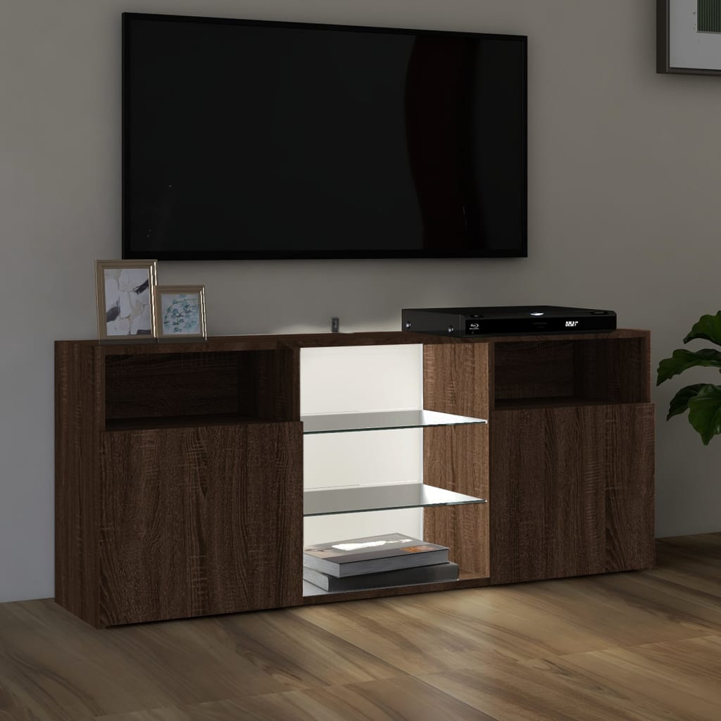 Mobile Porta TV con Luci LED Rovere Marrone 120x30x50 cm cod mxl 12679