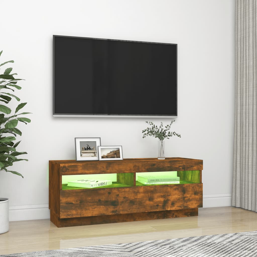 Mobile Porta TV con Luci LED Rovere Fumo 100x35x40 cm 815720